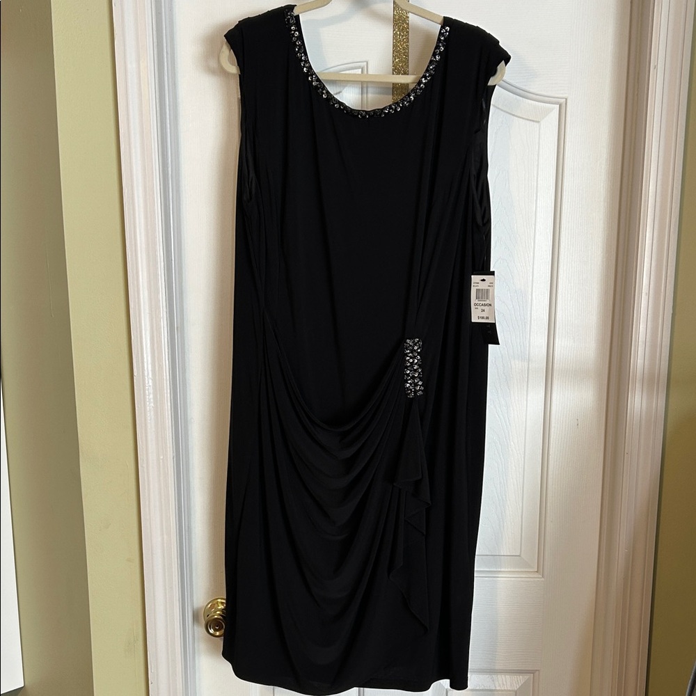 Scarlett Black Embellished Midi Dress. Size 24.